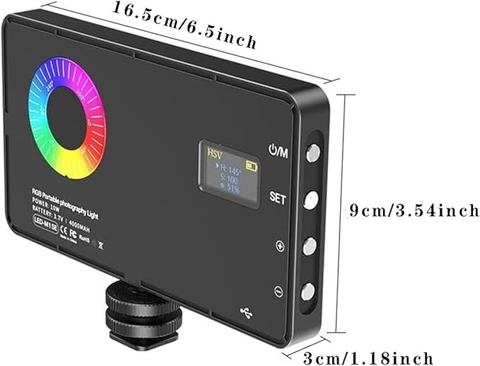 Metallic LED Selfie Light, Portable RGB Video Light, Rechargeable Dimmable Panel Lamp with Clip, Lights for Phone, Selfie Accessories