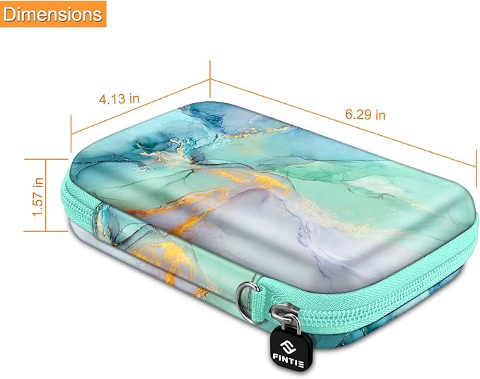 FINTIE Case for HP Sprocket Select/Sprocket Plus Smartphone Printer, Canon Ivy Mini/CLIQ 2/CLIQ+2 Instant Camera - Shockproof Hard Shell Carrying Case, Emerald Marble