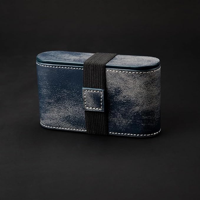 35mm 135 Film Container Storage Box Leather Camera film protection box Storage Carrying Case Bag (Blue-case)