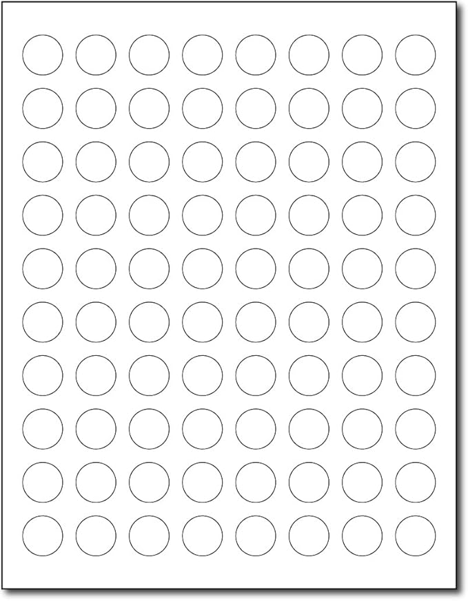 240 Count - Matte White 3/4" Round Stickers– 80 Per Sheet – Printable Small Circle Labels for Inkjet & Laser Printers (3 Sheets / 240 Labels)