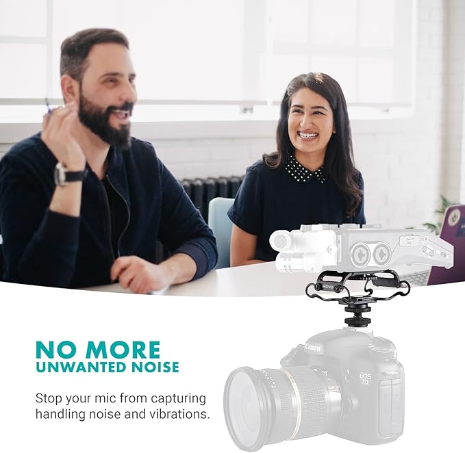 Movo SMM5-B Universal Microphone and Portable Recorder Shock Mount - Fits the Zoom H1n, H2n, H4n, H5, H6, Tascam DR-40x, DR-05x, DR-07x and others with a 1/4" Mounting Screw (Black)