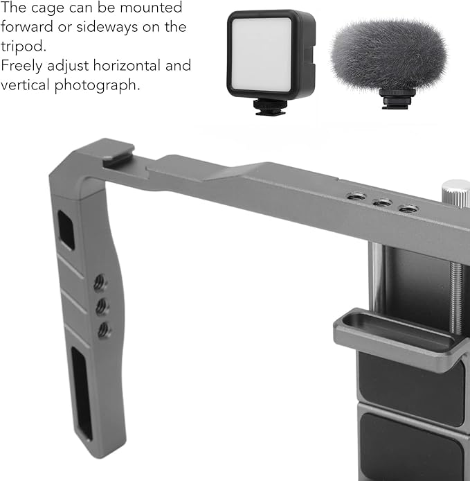 Smartphone Video Rig, Aluminium Alloy Filmmaking Vlogging Rig with Handles, Portable Handheld Phone Cage with Silicone Cushion, for Videomaker Film Maker Video Grapher