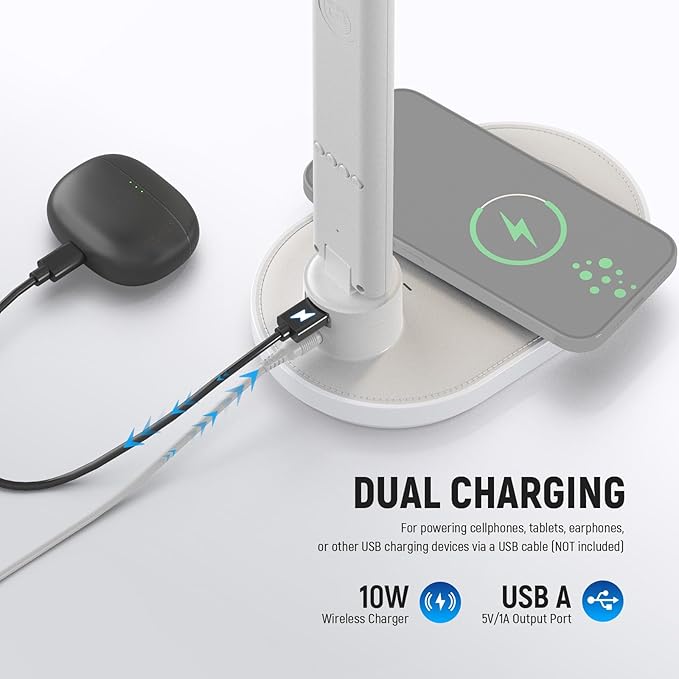 NEEWER Entry Level Version Desktop LED Lamp with USB A Output for Desk, 3 Modes/5 Brightness Levels/4 RGB Effects/CRI85, LCD for Temp/Date/Time/Alarm, Home Office Reading Eye Caring Touch Light, N20