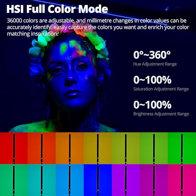 A2 PRO RGB Tube Light with App Control, High CRI95+ LED Video Light for Photography, 36000 Colors 26 FX Effects, 2500K-8500K Adjustable, Rechargeable Battery Light Bar - Studio Content Creation