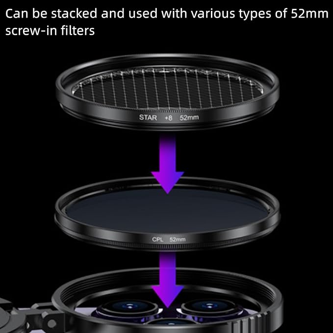 VaxaPolarizing Lens, Magnetic Cpl Filter for Phone, Adjustable Polarizing Lens with HD Optical Coating, Anti-Glare & Reflection Eliminator, Enhances Colors for Outdoor (Polarizing Lens 2PCS)