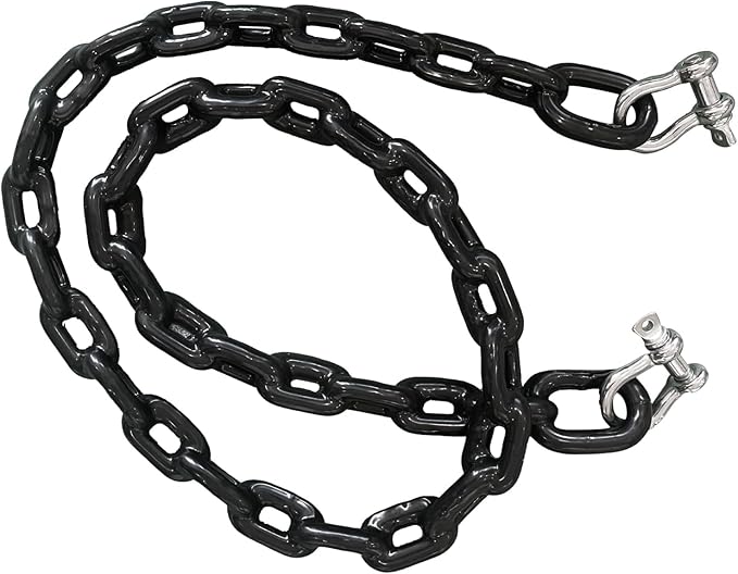 Anchor-Man PVC Coated Boat Anchor Chain with Advanced Stainless Steel Shackles - Perfect Anchor Chains for Boats, Kayaks, and Jet Skis - 2 Sizes (4ft 1/4in, 5ft 5/16in) - Black Coated Anchor Chain