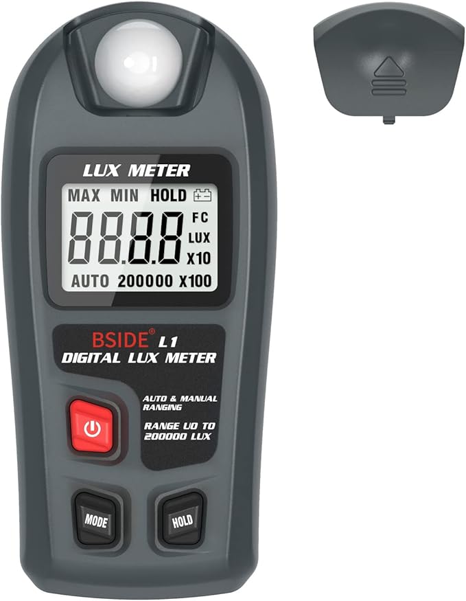 BSIDE Light Meter Digital Illuminance Meter 0.1-200,000 Luxmeter Environment Luminometer Photometer for Plants, Car Headlights Home & Office LEDs Light Photography