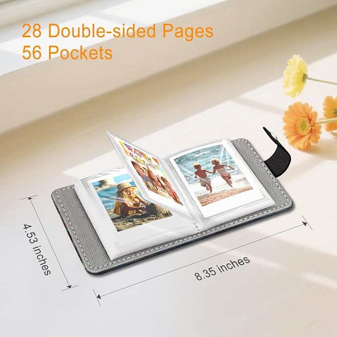 Lebrocoli Goth Skul Bookshelf Small Photos Album for 2x3 Inch Films, 56 Pockets Mini Cute Albums Book for Polaroid Fujifilm Instax Mini Instant Camera Printer, Kpop Photocard Pictures Binders Storage