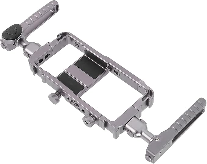 Handheld Phone Video Rig, Aluminum Smartphone Cage Stabilizer Kit with Rotatable Handles and Bluetooth Remote, for Vlogging Filmmaking and Content Creation