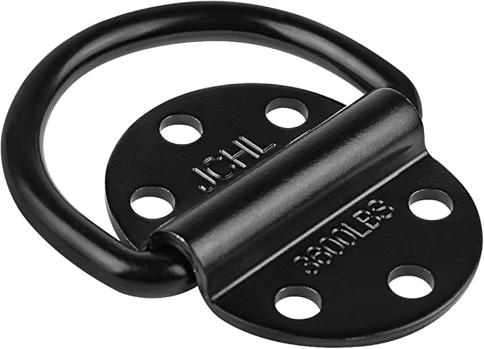 D-Rings Tie Downs Anchors Heavy Duty Steel 3600 Pound Capacity Lashing Rings for Loads on Trailers Trucks RV Campers Vans ATV SUV Boats Tie Down Ring with Screws&Bolts (2-Packs)