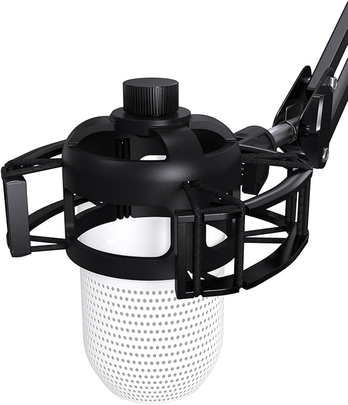 Custom Built for Razer Seiren Shock Mount Anti-Vibration Suspension Elastic Shock Mount Holder Clip Mics Stand with Screw Adapter Compatible with Razer Seiren V3 Mini USB V2 Microphone