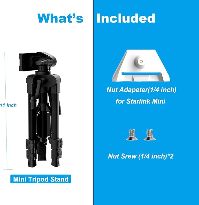 Zatelitount Starlink Mini Tripod Mount , Adjustable Height and Tilt, Starlink V4 Kit Satellite Pole Mount Kit with Tripod Adapter, Compatible with Starlink Mini Antenna