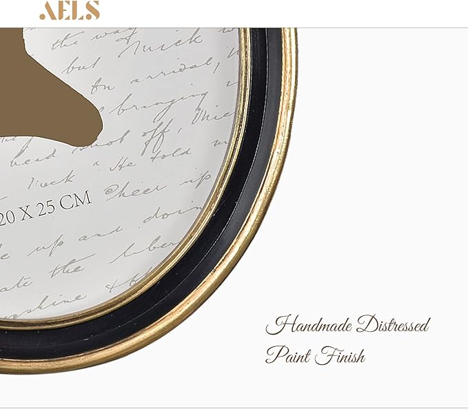 AELS 8x10 Inch Vintage Picture Frame, Elegant Antique Photo Frames with Glass Front, Photo Display, Tabletop Wall Hanging, Gift Ideas, Black Oval with Gold Trim
