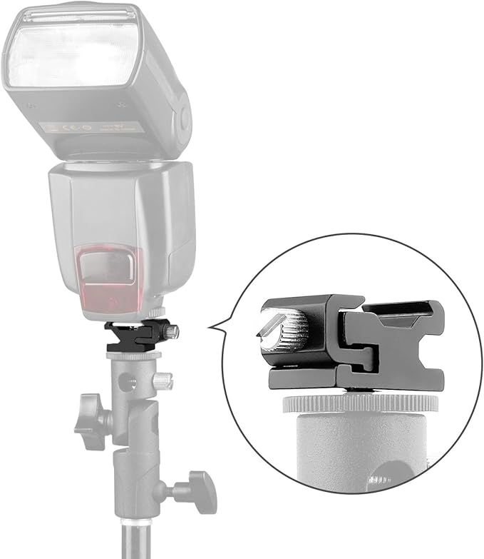 Anwenk Camera Hot Shoe Mount Adapter Flash Shoe Mount to 1/4"-20 Tripod Screw Adapter, 2X Hot Shoe Adapter + 2X Cold Shoe Adapter Combo Pack, 4 Pack