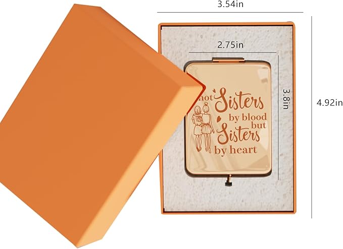 Personalized Engraved Compact Mirror for Sister Rose Gold 3x Magnifying Mirror with LED Light, Birthday Gift, Friendship Gifts for Best Friend, Ideal for Christmas Wedding Graduation Stocking Stuffers
