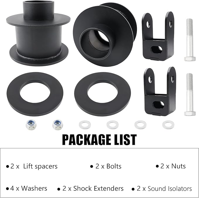 3.5" Front Leveling Kit Compatible with 2005-2024 Ford F250 F350 Super Duty 4WD, 3.5 inch High-Strength Steel Coil Spring Lift Spacers with Shock Mount Extenders & Sound Isolator