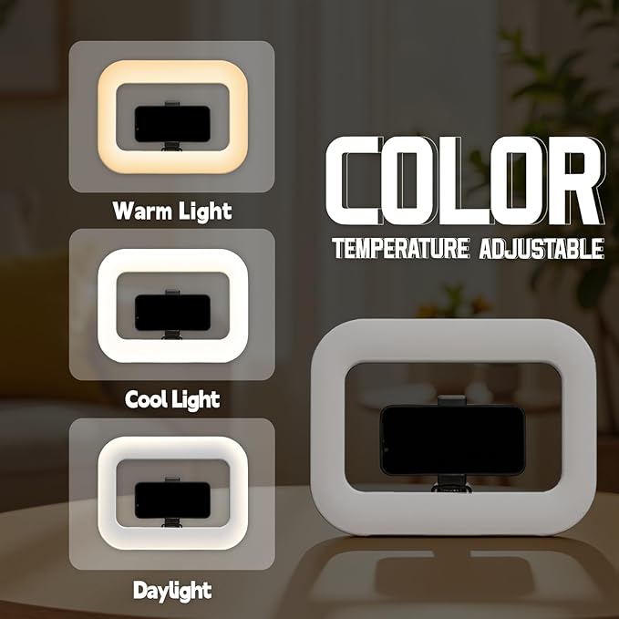Handheld Ring Light – 3 Color Temperatures, Rechargeable Fill Light for Phone & Camera, YouTube TikTok Video Recording, Makeup Lighting