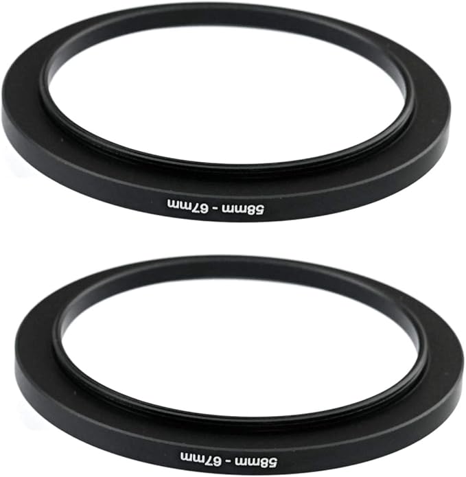 (2-Pcs) 58-67MM Step-Up Ring Adapter, 58mm to 67mm Step Up Filter Ring, 58 mm Male 67 mm Female Stepping Up Ring for DSLR Camera Lens and ND UV CPL Infrared Filter