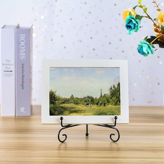 Artliving (4 pack) 7" Iron Display Stand, Black Iron Easel Plate Display Photo Holder Stand, Displays Picture Frames, Cookbooks, Decorative Plates, Tablets and Art