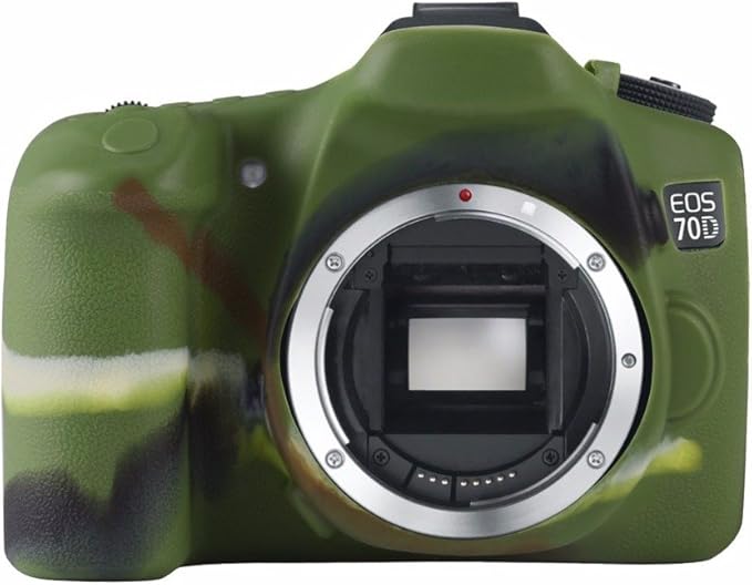 Professional Secure Silicone Camera Cases Bag Housing Rubber Body Skin for Canon EOS 70D Digital SLR Camera Protective Case (Army Green)