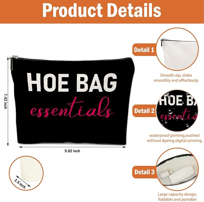 4 PCS Funny Gifts for Women Makeup Bag, Birthday Fun Hostess Gift for Women Girls Friends Cosmetic Bags Gag Gifts Girls Weekend Overnight Makeup Funny Travel Pouch, Black White