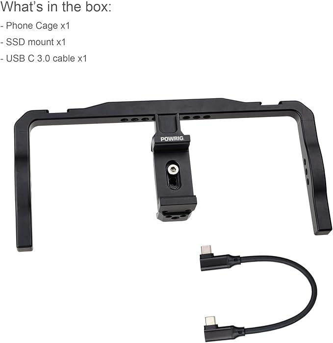 Smartphone Video Rig for iPhone16 Pro Max, iPhone 15 Pro Max with External SSD Mount for Samsung T7, T9, T5