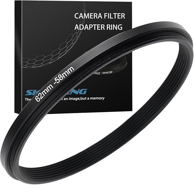 62mm to 58mm Step Down Ring Filter Adapter Metal Ring Step Down Rings Adapter Filter Compatible with All 58mm UV,CPL,ND,Lens Hood,Threaded Lens ect (62mm to 58mm)