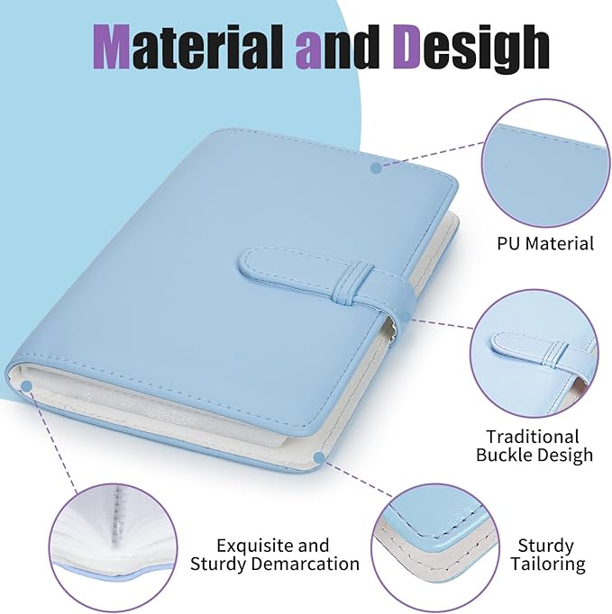 Riosin 108 Pockets Mini Album Compatible with Fujifilm Instax Mini film, Suitable for Instax Mini 12/11/7+/9/Evo/Link 2, 2x3"Photo Album for Canon ivy 2 Kpop Photocard(Pastel Blue)