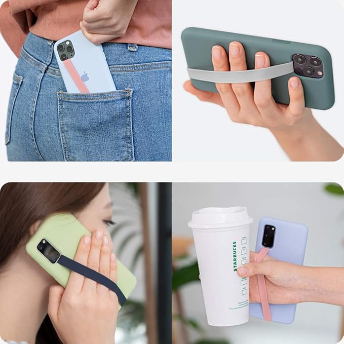 Sinjimoru Stretchable Silicone Phone Strap, Flexible and Elastic Grip Holder for iPhone & Android, Secure Phone Loops Finger Grip with Wireless Charging Support Sinji Loop Wine Red