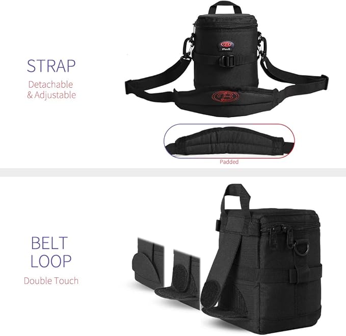 BPAULL Camera Lens Case DSLR Camera Lens Bag Fits for Canon Nikon Pentax Sony Olympus Panasonic and Other Camera Lens