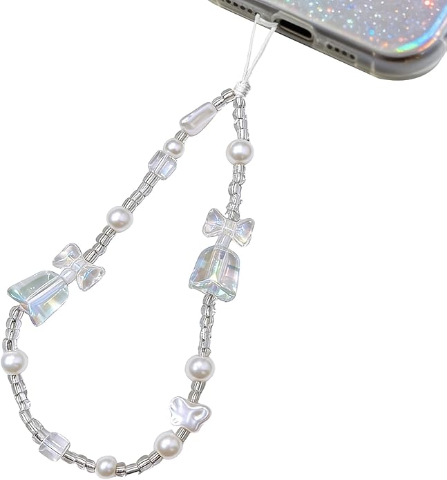 Beaded Camera Wrist Strap, Phone Wristlet Charm Lanyard, Cute Digital Camera Charm Lanyard,Strap Beaded Camera Chain for Phone Bag Keychain Accessories