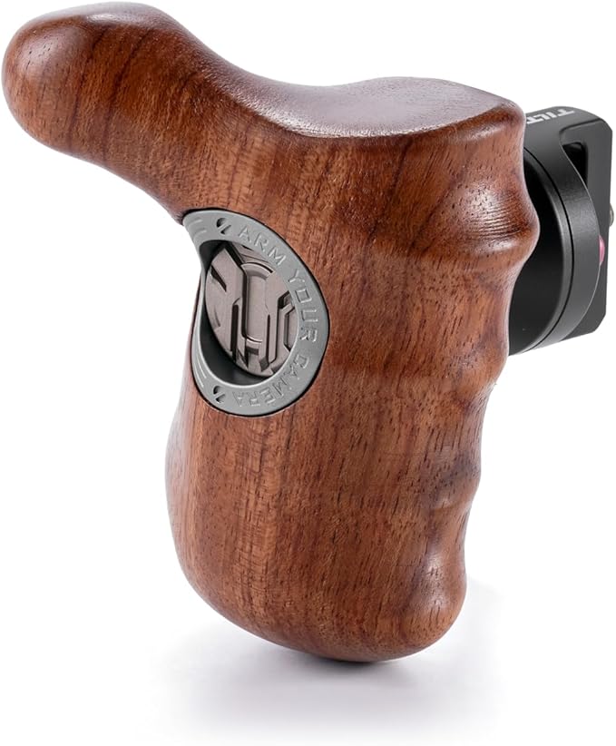 Tilta Advanced Side Wooden Handle | Black Walnut Wood & Aluminum Alloy Build | Quick Release Button TA-AWH8-R-B (VIII - NATO Rail - Right) (1/4-20" with Locating Pins - Type XI)
