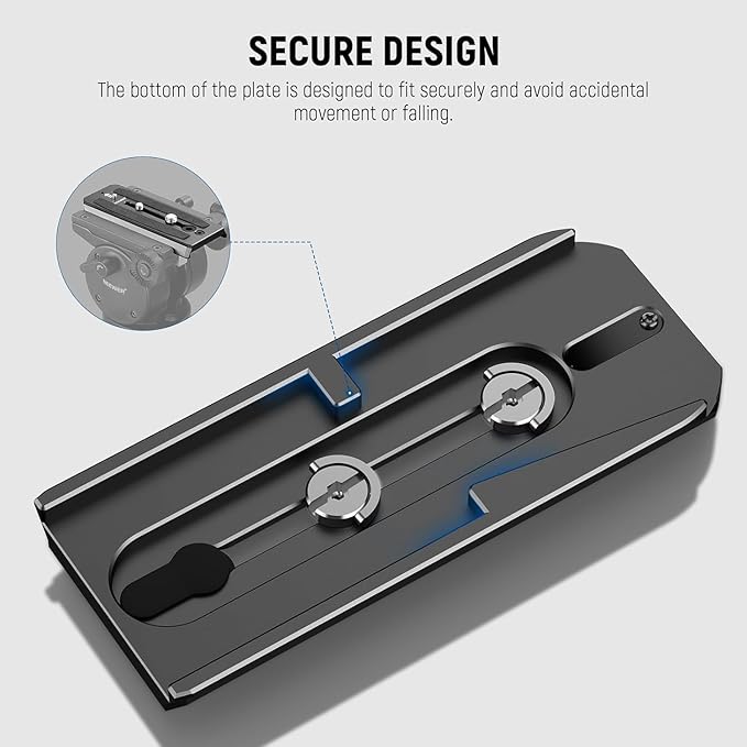 Neewer 501PL Tripod Fluid Head Quick Release Plate, Camera Mounting Plate with 1/4" and 3/8" Screws, Anti Off Pin for GM001 GM002 GM006 Fluid Heads, QR5