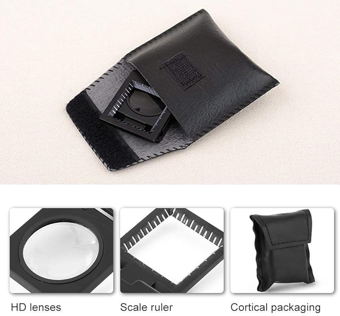 Three- Folding Magnifier with Scale 10X Magnifiation Optical Lens 28mm Three Packs Mini Pocket Magnifying Glass for Textile Jewelry Tool DIY Crafts