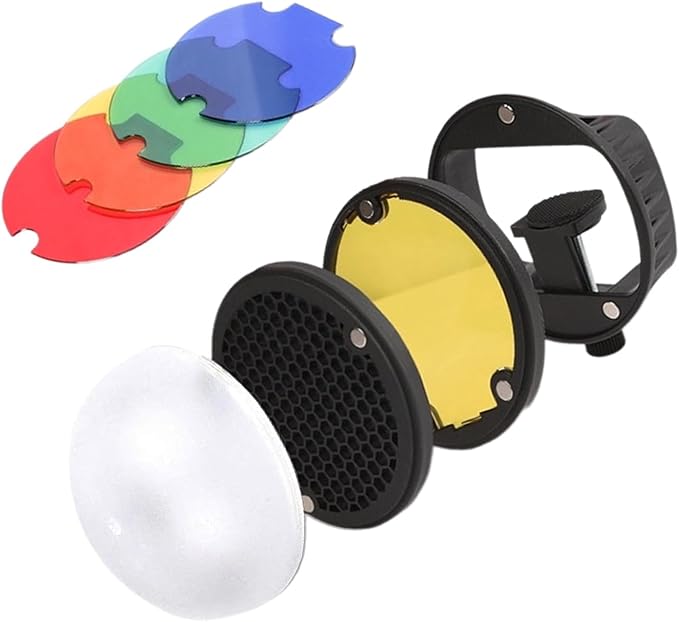 Professional Flashing Diffuser with Dome Grids Color Gels for Enhances Photography Lighting