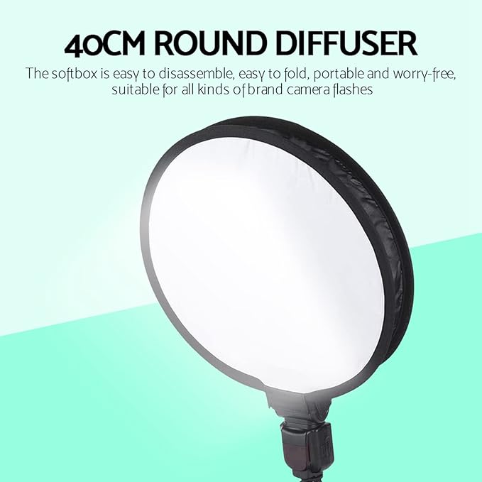 Softbox Diffuser, Portable Foldable Round Soft Box Camera Flash Light Diffuser for Photo Studio Photography