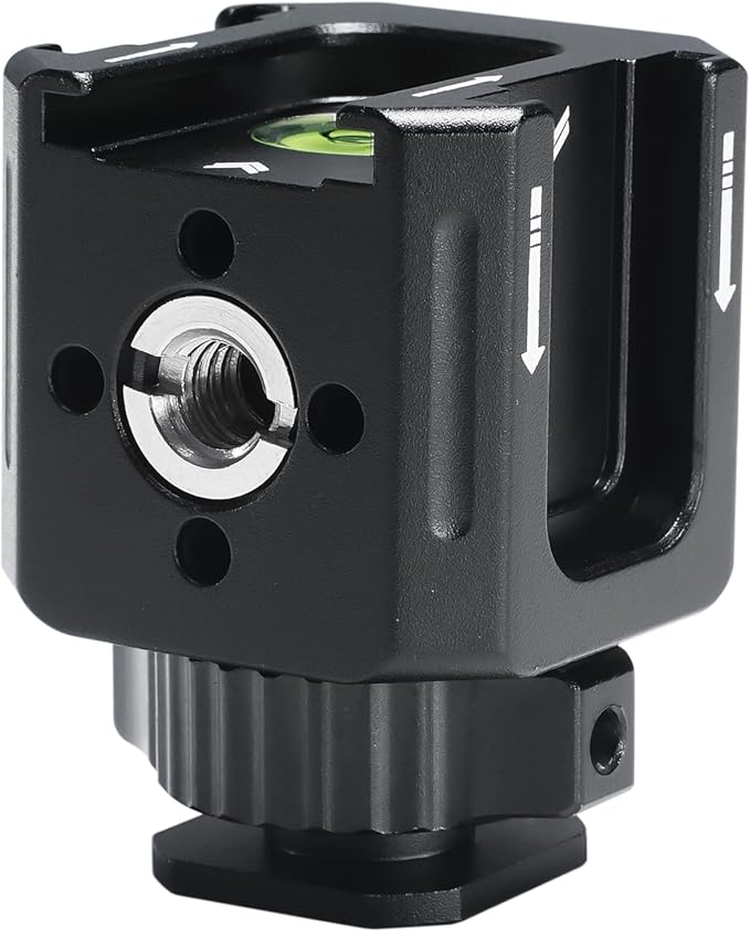 Metal Cold Shoe Mount Adapter，1/4"-20 Thread，3 Cold Shoe Mounts,Tripod, Camera Cage, Flash, Monitor, Microphone, etc，Compatible with Nikon, Canon, Sony /SLR Cameras for Hot Shoe Expansion