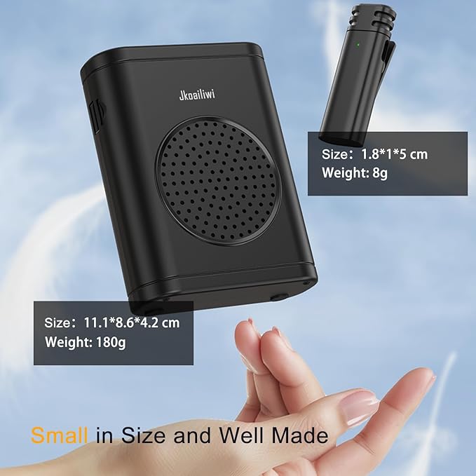 Voice Amplifier with Clip-On Wireless Lapel Mic, [Bluetooth 5.3] Teacher Microphone for Classroom, Portable Wireless Mini Megaphone Speaker PA System for Elderly/Yoga/Public Events/Tours