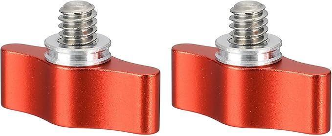 PATIKIL Clamping Screw Knob 1/4" x 0.75", 2Pcs Aluminum Alloy t Shaped Camera Thumb Screws for DSLR Flash Bracket Photography Light Stand Adapter Action Sports Camera Mounting System, Red