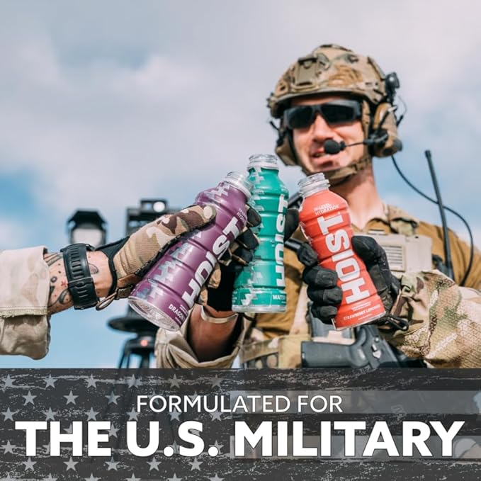 HOIST Premium Military Hydration Electrolyte Drink, Powerful IV-Level Hydration, Clinically Proven Performance Drink, Blue Raspberry, 16 Fl Oz (Pack of 12)