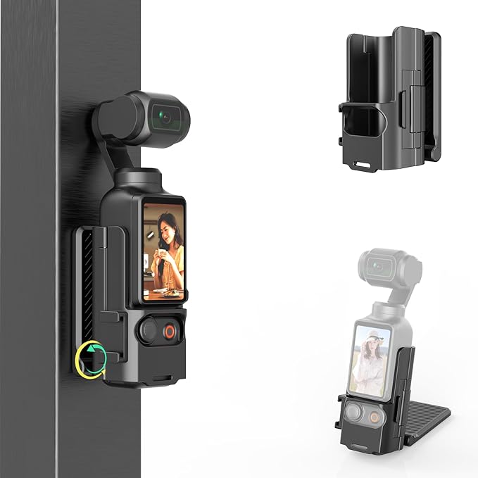 Folding Magnetic Mount Base Bracket for DJI Osmo Pocket 3 Accessories- Adjustable Magnetic Phone Mount, Portable Desktop Tripod Stand, Handheld Grip Handle, Vlogging Accessories (Black)