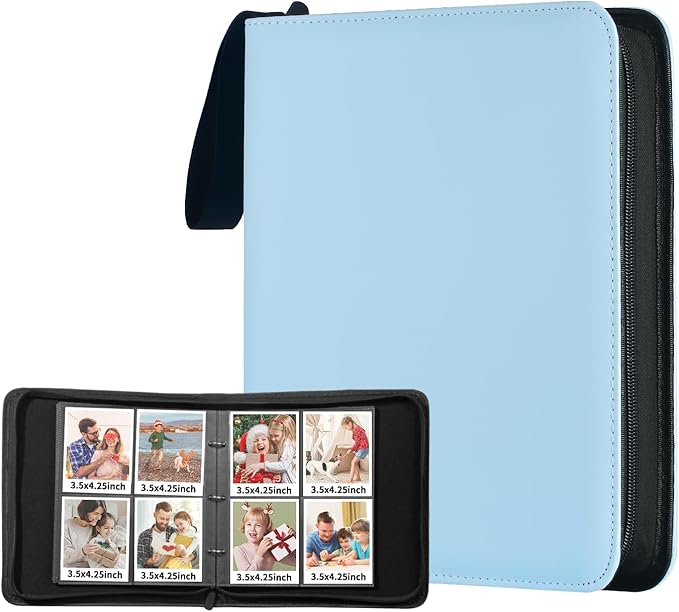 Polaroid Photo Album Book with 240 Pockets 3.5x4.25 Inch Pictures Fits for Polaroid i-Type, 600, SX-70，Go instant photos and Fujifilm Instax Wide Square Photos (Pastel Blue)
