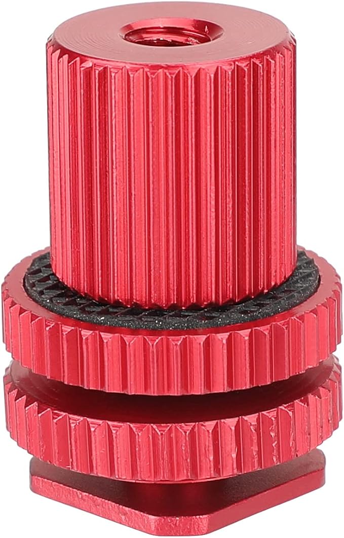 CAMVATE Camera Hot Shoe Mount to 1/4"-20 Female Thread Screw Adapter for DSLR Camera Rig (Red) - 3065
