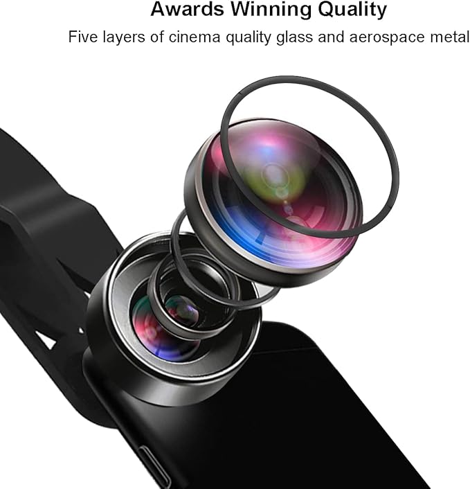 KEYWING Fisheye Lens 198° Fish Eye Phone Camera Lens Kit for iPhone Fish Bowl Camera Lens Attachments for iPhone Samsung Smartphone Black