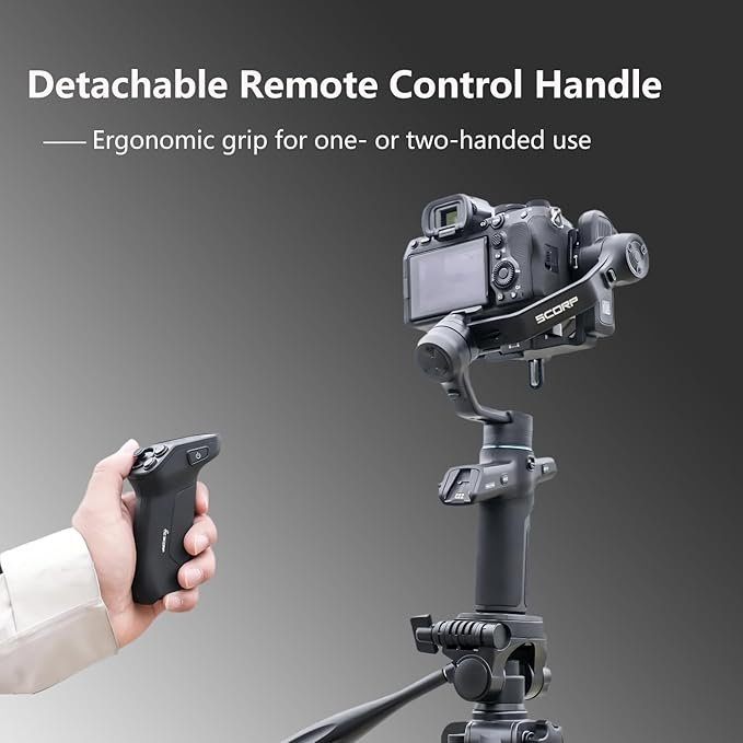FeiyuTech SCORP Mini 3 Pro Camera Gimbal Kit w/AI Tracking 4.0, Detachable Touchscreen Handle, 4.4lb Payload, Gimbal Stabilizer for Mirrorless Cameras, Smartphone, Action Cam (Bag+Light+Pole Included)