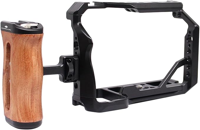 FUGASUN Wooden Side Handle Compatible with ARRI 1/4"&3/8",Adjustable Left/Right Handle for EOS R50V/RP/R50/R100/R7/R8,Alpha A7R V/A7 IV/A7S III/7R V/S III/A7R IV,A6700/FX30/FX3,ZV-E10 ii Camera Cage