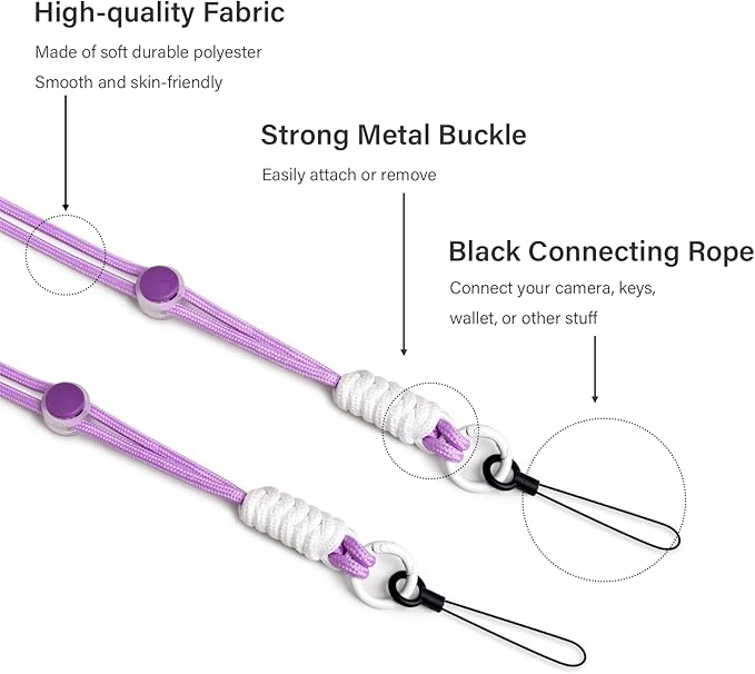 VOVMOEYA Camera Strap,Long Neck Strap for Fujifilm Mini 12/11/9/8/7+,Shoulder Strap camera strap Long Crossbody Lanyard for photographer Camera/Badge Holder/Keys/Wallet Multi-Function Lanyard(Purple)