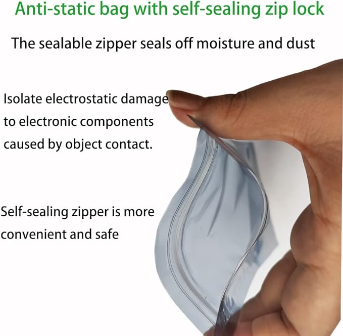 Mantianstar 50pcs 5.9x7.8in/15x20cm Anti Static Bags, Premium Resealable Antistatic Bags for Various Precision Parts, Electronic Equipment, HDD, SSD Hard Drive, Computer Accessories