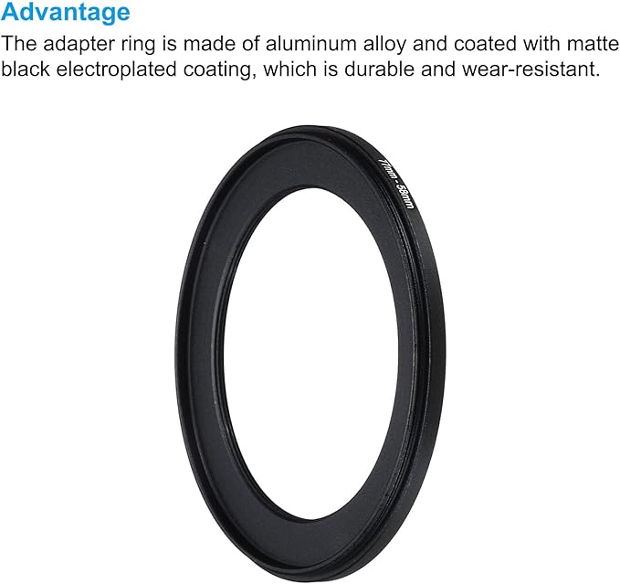 PATIKIL 77mm-58mm Metal Step Down Ring with Cleaning Cloth, 2 Pack Camera Lens Filter Adapter Ring Aluminum Filter Adapter Ring for Camera Lenses Hood, Black