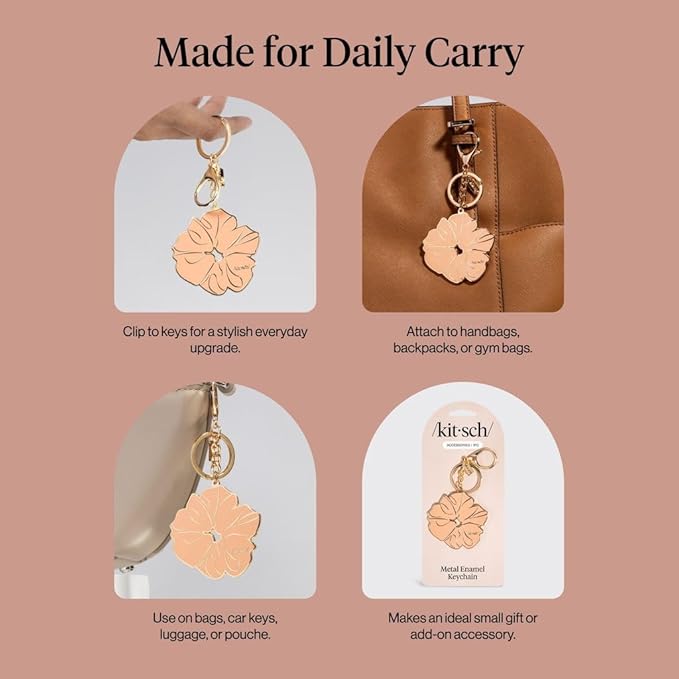 Kitsch Cute Keychain For Car Keys - Bag Charm for Handbags | Premium Zinc Alloy & Enamel Paint | Durable, Lightweight, Stylish Kawaii Keychain Charm, Teen Girl Gifts Trendy Stuff- Terracotta Scrunchie